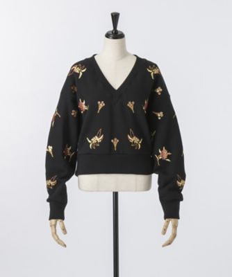 ＜mame/マメ＞ Oriental Motif Embroidery Sweatshirt(MM17AW-JS029) ブラック 【三越・伊勢丹/公式】