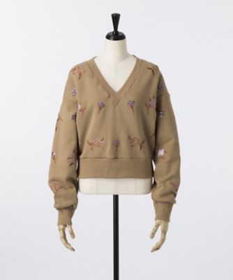 ＜mame/マメ＞ Oriental Motif Embroidery Sweatshirt(MM17AW-JS029) キャメル 【三越・伊勢丹/公式】