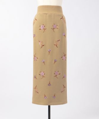 ＜mame/マメ＞ Oriental Motif Embroidery Sweat Skirt(MM17AW-JS030) キャメル 【三越・伊勢丹/公式】