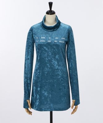 ＜ファセッタズム/FACETASM＞ MESSAGE HIGHNECK VELOUR LONGTEE(CHG-TEE-W11) BLUE 【三越・伊勢丹/公式】