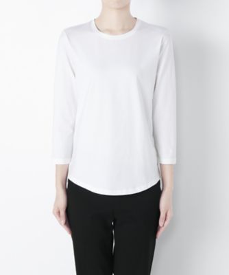 【SALE（三越）】＜ラ モンテ ドゥ ヴァーグ/LA MONTE DE VAGUE＞ 七分袖丸首カットアンドソーン(MOD.5-16FW01) シロ 【三越・伊勢丹/公式】