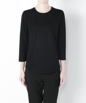 【SALE（三越）】＜ラ モンテ ドゥ ヴァーグ/LA MONTE DE VAGUE＞ 七分袖丸首カットアンドソーン(MOD.5-16FW01) クロ 【三越・伊勢丹/公式】