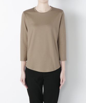 【SALE（三越）】＜ラ モンテ ドゥ ヴァーグ/LA MONTE DE VAGUE＞ 七分袖丸首カットアンドソーン(MOD.5-16FW02) ベージュ 【三越・伊勢丹/公式】
