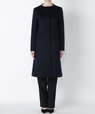 【SALE（三越）】＜ラ モンテ ドゥ ヴァーグ ノーブル＞ カシミヤ100%ノーカラーコート(16VMAW-CT002) ネイビー 【三越・伊勢丹/公式】