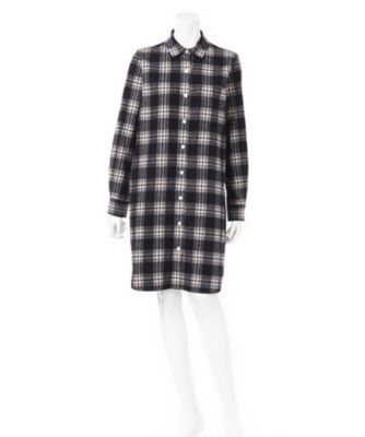 【SALE（三越）】＜ワンフォーイレブン/1411＞ ネルシャツワンピース(NR-2153103) コンｘグリーン 【三越・伊勢丹/公式】