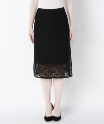 【SALE（三越）】＜ワンフォーイレブン/1411＞ ラッセルレーススカート(506-S5004) ブラック 【三越・伊勢丹/公式】