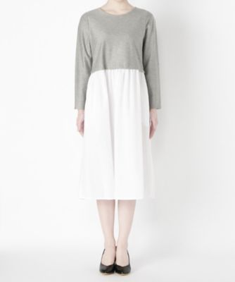 【SALE（三越）】＜ヌーイ/nooy＞ ギャザードレス NOP16AW16 グレー＊ホワイト 【三越・伊勢丹/公式】