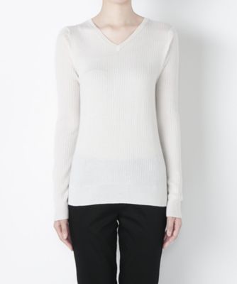 【SALE（三越）】＜ライフ＆スタイル/ライフアンドスタイル＞ カシミヤ混Vネックリブニット IT103 ホワイト 【三越・伊勢丹/公式】