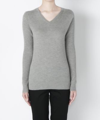 【SALE（三越）】＜ライフ＆スタイル/ライフアンドスタイル＞ カシミヤ混Vネックリブニット IT103 グレー 【三越・伊勢丹/公式】