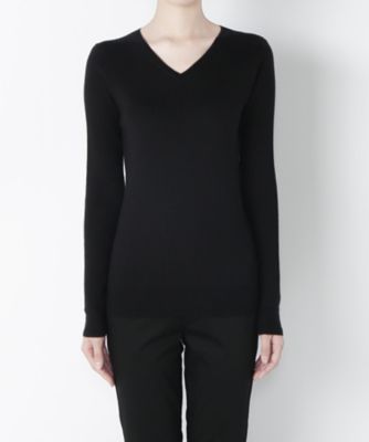 【SALE（三越）】＜ライフ＆スタイル/ライフアンドスタイル＞ カシミヤ混Vネックリブニット IT103 クロ 【三越・伊勢丹/公式】
