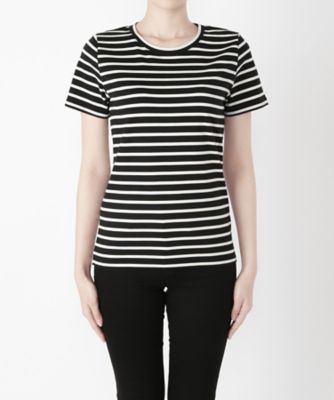 【SALE（三越）】＜マルシェアンジェリーク/MARCHE ANGELIQUE＞ ボーダー半袖カット アンド ソーン 17MSS-T013A オフ/ブラック 【三越・伊勢丹/公式】