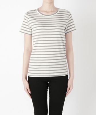 【SALE（三越）】＜マルシェアンジェリーク/MARCHE ANGELIQUE＞ ボーダー半袖カット アンド ソーン 17MSS-T013B オフ/グレー 【三越・伊勢丹/公式】