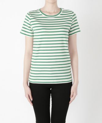 【SALE（三越）】＜マルシェアンジェリーク/MARCHE ANGELIQUE＞ ボーダー半袖カット アンド ソーン 17MSS-T013B オフ/グリーン 【三越・伊勢丹/公式】