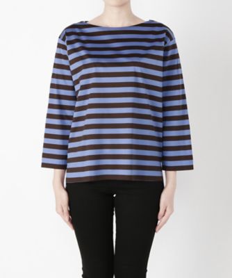 【SALE（三越）】＜マルシェアンジェリーク/MARCHE ANGELIQUE＞ ボーダー長袖カット アンド ソーン 17MSS-T015A ブラウン/サックス 【三越・伊勢丹/公式】
