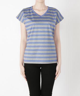 【SALE（三越）】＜マルシェアンジェリーク/MARCHE ANGELIQUE＞ ボーダー半袖カット アンド ソーン 17MSS-T017B サックス/モク 【三越・伊勢丹/公式】