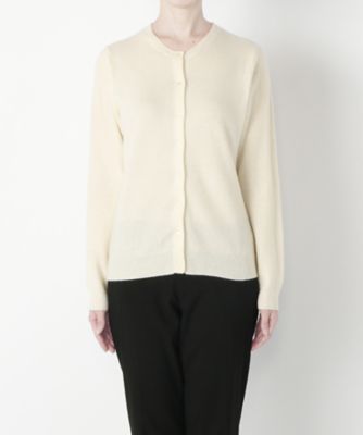 【SALE（伊勢丹）】＜マルシェアンジェリーク/MARCHE ANGELIQUE＞ 大きいサイズ カシミヤ丸首カーディガン(16FWRCDL)(クローバー) シロ 【三越・伊勢丹/公式】