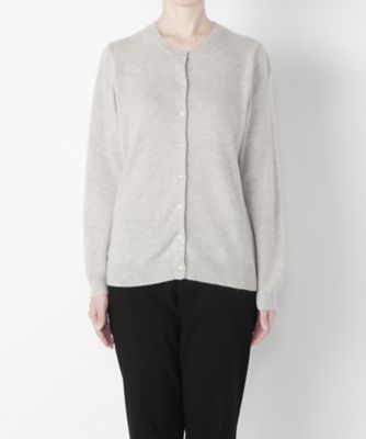 【SALE（伊勢丹）】＜マルシェアンジェリーク/MARCHE ANGELIQUE＞ 大きいサイズ カシミヤ丸首カーディガン(16FWRCDL)(クローバー) ライトグレー 【三越・伊勢丹/公式】