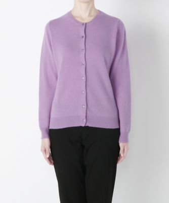 【SALE（伊勢丹）】＜マルシェアンジェリーク/MARCHE ANGELIQUE＞ 大きいサイズ カシミヤ丸首カーディガン(16FWRCDL)(クローバー) ラベンダー 【三越・伊勢丹/公式】