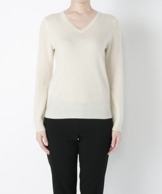 【SALE（伊勢丹）】＜マルシェアンジェリーク/MARCHE ANGELIQUE＞ 大きいサイズ カシミヤVネックセーター(16FWVPOL)(クローバー) シロ 【三越・伊勢丹/公式】