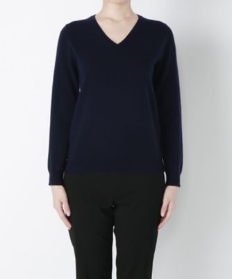 【SALE（伊勢丹）】＜マルシェアンジェリーク/MARCHE ANGELIQUE＞ 大きいサイズ カシミヤVネックセーター(16FWVPOL)(クローバー) ネイビー 【三越・伊勢丹/公式】