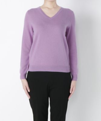 【SALE（伊勢丹）】＜マルシェアンジェリーク/MARCHE ANGELIQUE＞ 大きいサイズ カシミヤVネックセーター(16FWVPOL)(クローバー) ラベンダー 【三越・伊勢丹/公式】