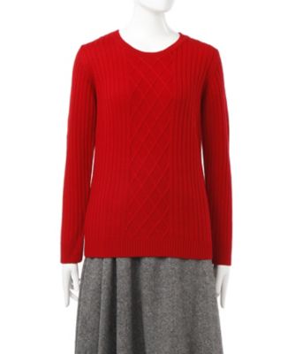 【SALE（三越）】＜マルシェアンジェリーク/MARCHE ANGELIQUE＞ 大きいサイズ ウール丸首ニット(15MAW-NT042)(クローバー) レッド(5004) 【三越・伊勢丹/公式】