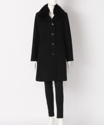 【SALE（三越）】＜マルシェアンジェリーク/MARCHE ANGELIQUE＞ 大きいサイズ シェブロンカラーコート(55950752)(クローバー/グレース) ブラック 【三越・伊勢丹/公式】