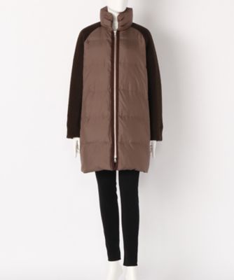 【SALE（三越）】＜マルシェアンジェリーク/MARCHE ANGELIQUE＞ 大きいサイズ キュプラ杢切替ダウンコート(55950702)(クローバー/グレース) モカ 【三越・伊勢丹/公式】