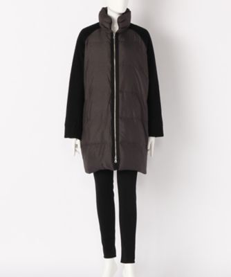 【SALE（三越）】＜マルシェアンジェリーク/MARCHE ANGELIQUE＞ 大きいサイズ キュプラ杢切替ダウンコート(55950702)(クローバー/グレース) ブラック 【三越・伊勢丹/公式】