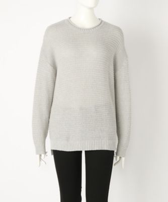 【SALE（伊勢丹）】＜ローブリッヂ＞ 大きいサイズ &starf;綿混ミドルゲージニット 地柄セーター(LA-1101D)(クローバー) グレー(04) 【三越・伊勢丹/公式】