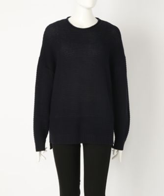 【SALE（伊勢丹）】＜ローブリッヂ＞ 大きいサイズ &starf;綿混ミドルゲージニット 地柄セーター(LA-1101D)(クローバー) ネイビー(75) 【三越・伊勢丹/公式】