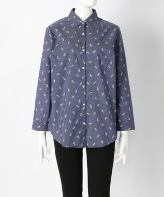【SALE（伊勢丹）】＜H・PORT＞ 大きいサイズ &starf;パイナップル柄ブラウス(7701)(クローバー) ネイビー(75) 【三越・伊勢丹/公式】