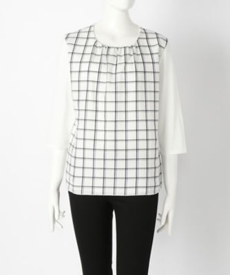 【SALE（伊勢丹）】＜H・PORT＞ 大きいサイズ &starf;チェック切替カット アンド ソーン(7004W)(クローバー) オフ(01) 【三越・伊勢丹/公式】