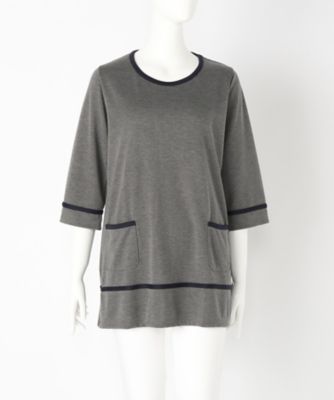 【SALE（伊勢丹）】＜Rose Barone＞ 大きいサイズ &starf;ライン入りチュニックカット アンド ソーン(6009Z)(クローバー) グレー(04) 【三越・伊勢丹/公式】