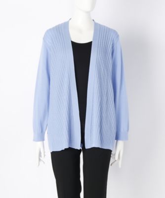 【SALE（伊勢丹）】＜ローブリッヂ＞ 大きいサイズ &starf;綿100% 羽織ニット(SW-7009A)(クローバー) サックス(73) 【三越・伊勢丹/公式】