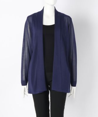 【SALE（伊勢丹）】＜ローブリッヂ＞ 大きいサイズ &starf;イタリア糸使用 羽織ニット(SW-7003C)(クローバー) ネイビー(75) 【三越・伊勢丹/公式】