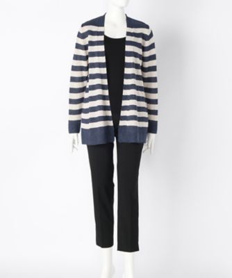 【SALE（伊勢丹）】＜ローブリッヂ＞ 大きいサイズ &starf;抄繊糸 羽織ニット(SE-7007B)(クローバー) ネイビー＊ベージュ(7533) 【三越・伊勢丹/公式】