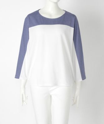 【SALE（伊勢丹）】＜マルシェアンジェリーク/MARCHE ANGELIQUE＞ 大きいサイズ カット アンド ソーン(17MSS-T005C)(クローバー) ブルー／オフ 【三越・伊勢丹/公式】