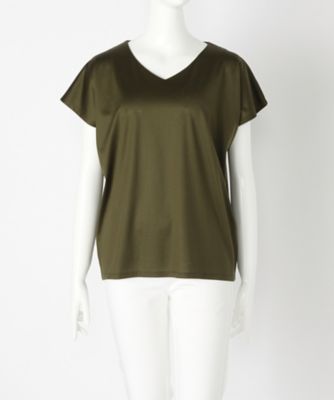 【SALE（伊勢丹）】＜マルシェアンジェリーク/MARCHE ANGELIQUE＞ 大きいサイズ Vネックカット アンド ソーン(17MSS-V001)(クローバー) カーキ 【三越・伊勢丹/公式】