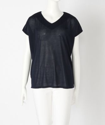 【SALE（伊勢丹）】＜マルシェアンジェリーク/MARCHE ANGELIQUE＞ 大きいサイズ Vネックカット アンド ソーン(17MSS-V001A)(クローバー) ネイビー 【三越・伊勢丹/公式】