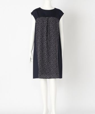 【SALE（伊勢丹）】＜マルシェアンジェリーク/MARCHE ANGELIQUE＞ 大きいサイズ 無地xランダムドットワンピース(17MSS-OP101)(クローバー) ネイビー 【三越・伊勢丹/公式】