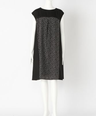 【SALE（伊勢丹）】＜マルシェアンジェリーク/MARCHE ANGELIQUE＞ 大きいサイズ 無地xランダムドットワンピース(17MSS-OP101)(クローバー) ブラック 【三越・伊勢丹/公式】