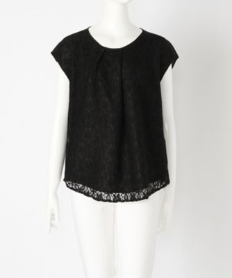 【SALE（伊勢丹）】＜マルシェアンジェリーク/MARCHE ANGELIQUE＞ 大きいサイズ レースプルオーバー(17MSS-BL104)(クローバー) ブラック／ブラック 【三越・伊勢丹/公式】