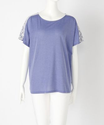 【SALE（伊勢丹）】＜マルシェアンジェリーク/MARCHE ANGELIQUE＞ 大きいサイズ レース付ストライプカット アンド ソーン(17MSS-T007A)(クローバー) アオ 【三越・伊勢丹/公式】