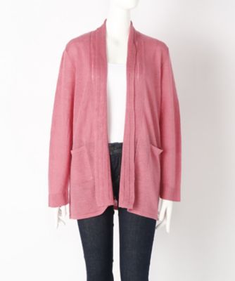 【SALE（伊勢丹）】＜ローブリッヂ＞ 大きいサイズ &starf;フレンチリネン麻100%羽織りニット(SW-7005A)(クローバー) ピンク(12) 【三越・伊勢丹/公式】