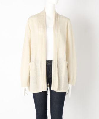 【SALE（伊勢丹）】＜ローブリッヂ＞ 大きいサイズ &starf;フレンチリネン麻100%羽織りニット(SW-7005A)(クローバー) ベージュ(33) 【三越・伊勢丹/公式】