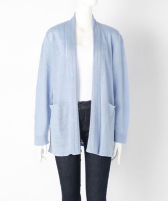 【SALE（伊勢丹）】＜ローブリッヂ＞ 大きいサイズ &starf;フレンチリネン麻100%羽織りニット(SW-7005A)(クローバー) サックス(73) 【三越・伊勢丹/公式】