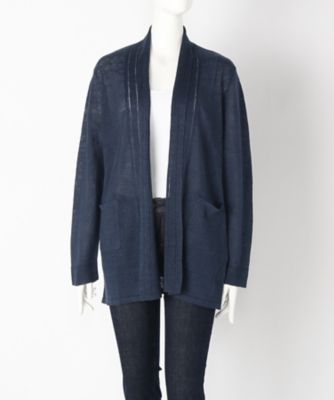 【SALE（伊勢丹）】＜ローブリッヂ＞ 大きいサイズ &starf;フレンチリネン麻100%羽織りニット(SW-7005A)(クローバー) ネイビー(75) 【三越・伊勢丹/公式】