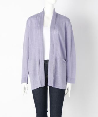 【SALE（伊勢丹）】＜ローブリッヂ＞ 大きいサイズ &starf;フレンチリネン麻100%羽織りニット(SW-7005A)(クローバー) ラベンダー(80) 【三越・伊勢丹/公式】