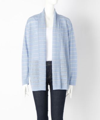 【SALE（伊勢丹）】＜ローブリッヂ＞ 大きいサイズ &starf;フレンチリネン麻100%羽織りニット(SW-7005B)(クローバー) サックス(73) 【三越・伊勢丹/公式】